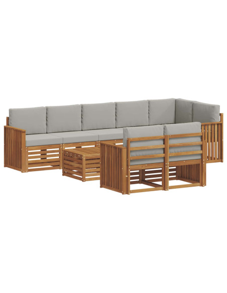 Set divani con cuscino 9 pcs Grigio Naturale e Chiaro
