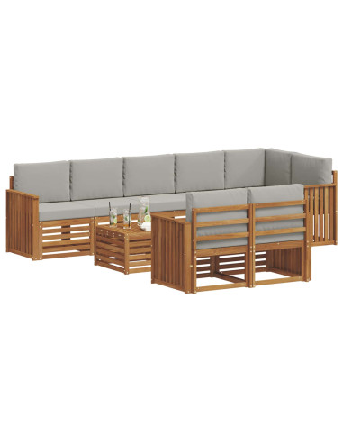 Set divani con cuscino 9 pcs Grigio Naturale e Chiaro