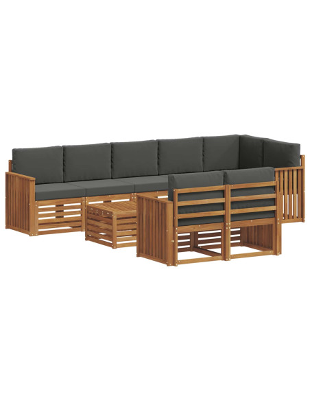 Set divani 9 pcs Naturale e Antracite Legno di Acacia Massello
