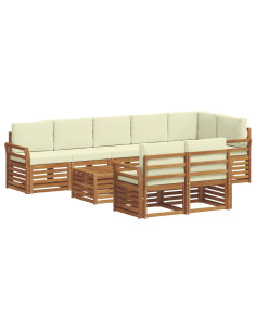 Set divani 9 pcs Naturale e Crema Legno di Acacia Massello 2