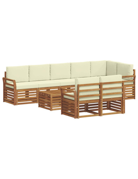 Set divani 9 pcs Naturale e Crema Legno di Acacia Massello