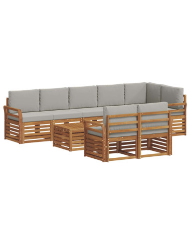 Set divani con cuscino 9 pcs Grigio Naturale e Chiaro