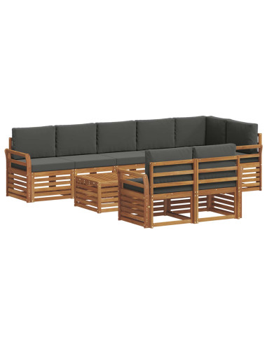 Set divani 9 pcs Naturale e Antracite Legno di Acacia Massello