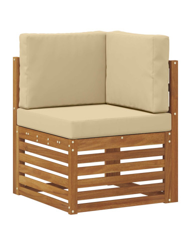 Set divani 9 pcs Naturale e Beige Legno di Acacia Massello