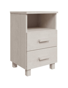 Comodino HAMAR Bianco 40x35x62 cm in Legno Massello di Pino
