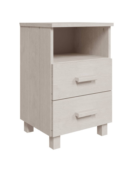 Comodino HAMAR Bianco 40x35x62 cm in Legno Massello di Pino