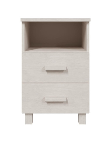 Comodino HAMAR Bianco 40x35x62 cm in Legno Massello di Pino