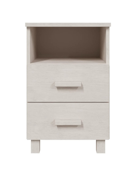 Comodino HAMAR Bianco 40x35x62 cm in Legno Massello di Pino