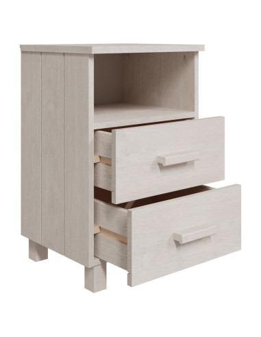 Comodino HAMAR Bianco 40x35x62 cm in Legno Massello di Pino