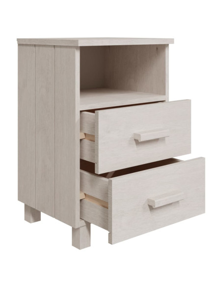 Comodino HAMAR Bianco 40x35x62 cm in Legno Massello di Pino