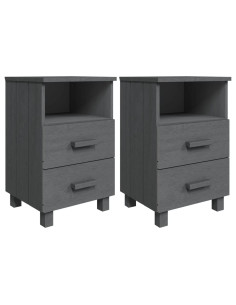 Comodini HAMAR 2 pz Grigio Scuro 40x35x62 cm in Legno di Pino