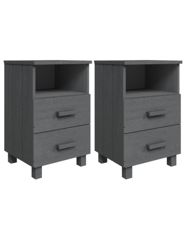 Comodini HAMAR 2 pz Grigio Scuro 40x35x62 cm in Legno di Pino