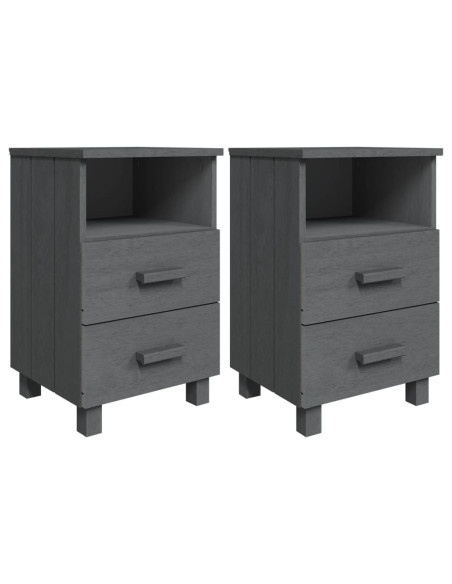Comodini HAMAR 2 pz Grigio Scuro 40x35x62 cm in Legno di Pino