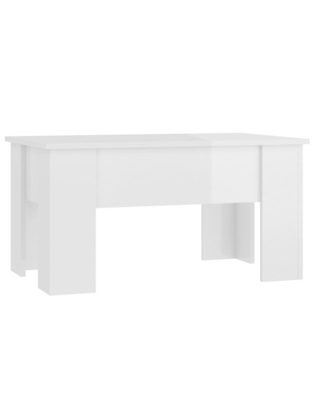 Tavolino da Salotto Bianco Lucido 79x49x41 cm Legno Compensato