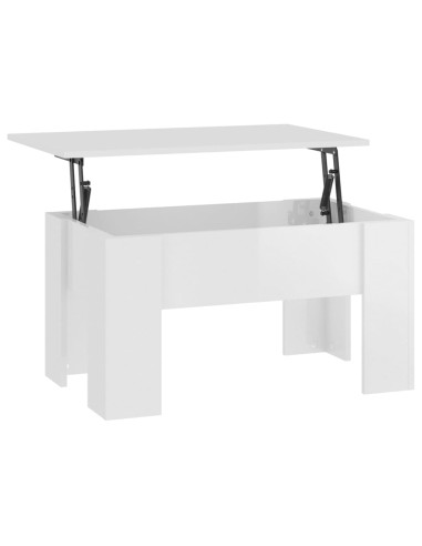 Tavolino da Salotto Bianco Lucido 79x49x41 cm Legno Compensato