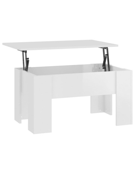 Tavolino da Salotto Bianco Lucido 79x49x41 cm Legno Compensato