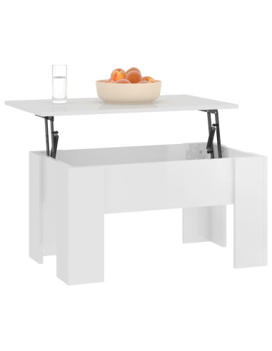 Tavolino da Salotto Bianco Lucido 79x49x41 cm Legno Compensato