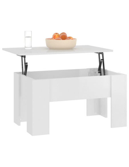 Tavolino da Salotto Bianco Lucido 79x49x41 cm Legno Compensato