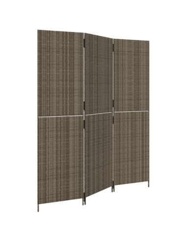 Divisorio per Ambienti a 3 Pannelli Grigio in Polyrattan