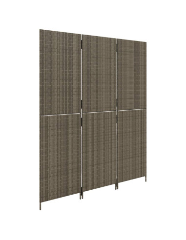 Divisorio per Ambienti a 3 Pannelli Grigio in Polyrattan