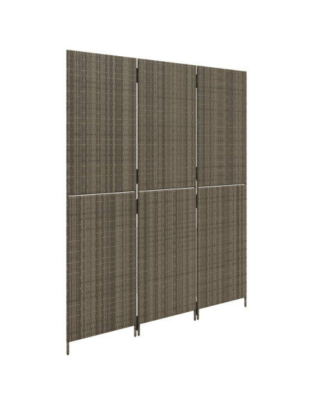 Divisorio per Ambienti a 3 Pannelli Grigio in Polyrattan