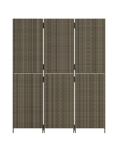 Divisorio per Ambienti a 3 Pannelli Grigio in Polyrattan