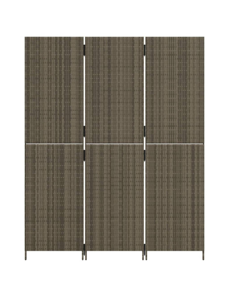 Divisorio per Ambienti a 3 Pannelli Grigio in Polyrattan