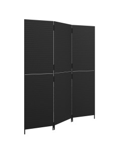 Divisorio per Ambienti a 3 Pannelli Nero in Polyrattan 2