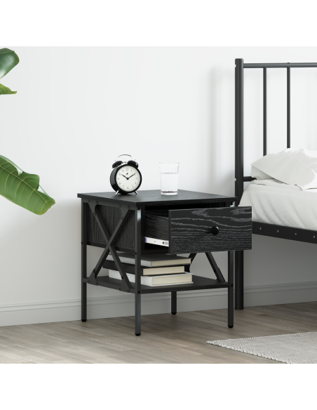 Comodino con cassetto 2 pcs Rovere nero 40 x 42 x 45 cm
