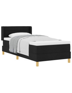 Letto a molle con materasso Nero 200 x 80 cm Poliestere 2