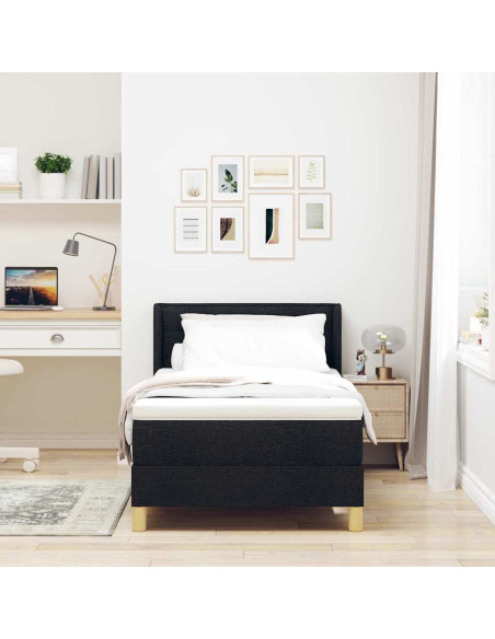 Letto a molle con materasso Nero 200 x 80 cm Poliestere