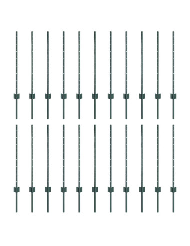 Palo della recinzione 22 pcs Verde 120 cm Acciaio