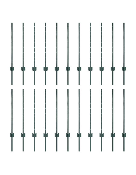 Palo della recinzione 22 pcs Verde 120 cm Acciaio