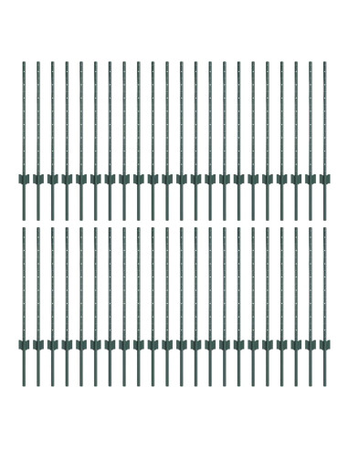 Palo della recinzione 44 pcs Verde 120 cm Acciaio