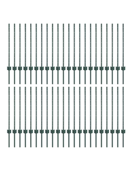 Palo della recinzione 44 pcs Verde 120 cm Acciaio