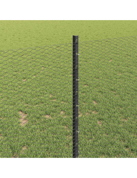 Recinzione con Posto Grigio 1 x 10 m Acciaio e PVC