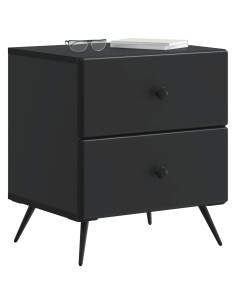 Armadio da Notte con cassetto 2 pcs Nero 43 x 34,5 x 47,5 cm 2