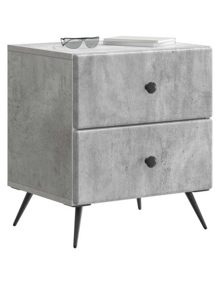 Armadio da Notte 2 pcs Grigio Cemento 43 x 34,5 x 47,5 cm