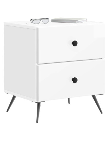 Armadio da Notte con cassetto Bianco Lucido 43 x 34,5 x 47,5 cm