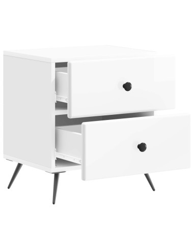 Armadio da Notte con cassetto Bianco Lucido 43 x 34,5 x 47,5 cm