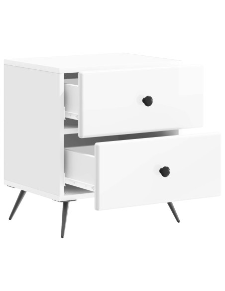 Armadio da Notte con cassetto Bianco Lucido 43 x 34,5 x 47,5 cm