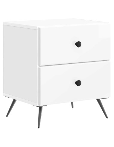 Armadio da Notte 2 pcs Bianco Lucido 43 x 34,5 x 47,5 cm