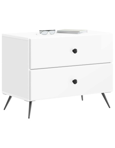 Armadio da Notte con cassetto Bianco Lucido 62 x 34,5 x 47,5 cm