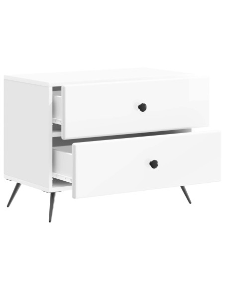 Armadio da Notte con cassetto Bianco Lucido 62 x 34,5 x 47,5 cm
