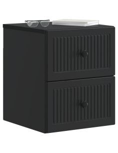 Mobiletto da notte a muro con cassetto Nero 33 x 34,5 x 40 cm 2