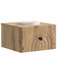 Mobiletto da notte a muro con cassetto 2 pcs Rovere Artigianale 2