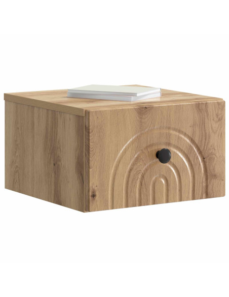 Mobiletto da notte a muro con cassetto 2 pcs Rovere Artigianale