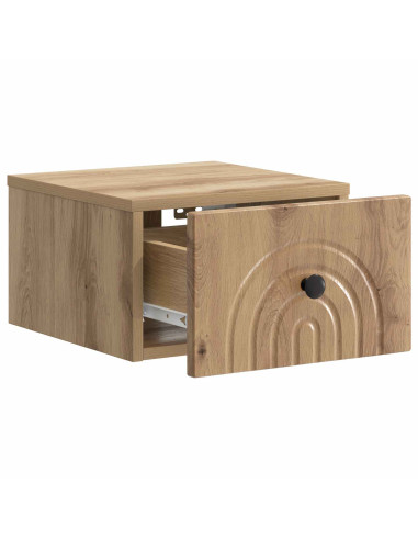 Mobiletto da notte a muro con cassetto 2 pcs Rovere Artigianale
