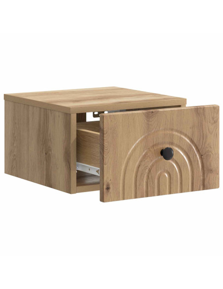 Mobiletto da notte a muro con cassetto 2 pcs Rovere Artigianale