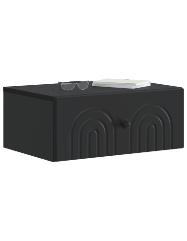 Mobiletto da notte a muro con cassetto Nero 49 x 34,5 x 20 cm